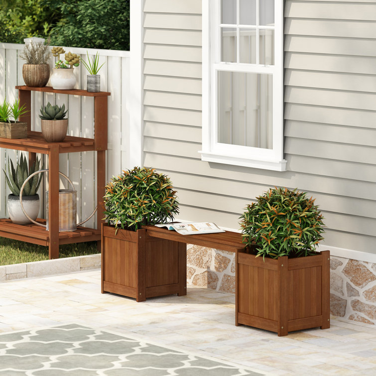 ScanMod Design Bank mit Blumenkasten Arianna aus Massivholz